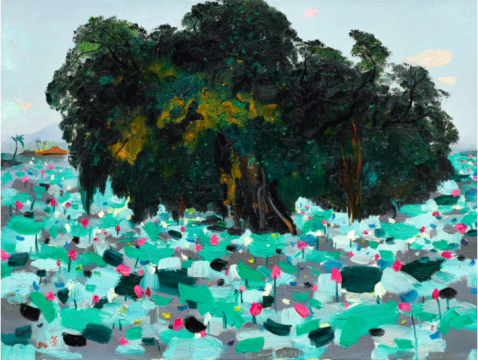 吴冠中 《榕树与莲花》 61×80cm 油画画布 1994

成交价：1450万港元
