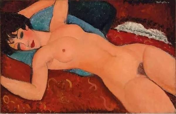 莫迪利安尼《侧卧的裸女》 60×92m 布面油画 1917-1918

成交价：1.7亿美元（约合10.84亿元人民币），由龙美术馆收藏  2015纽约佳士得秋拍

