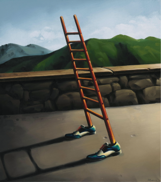 《穿鞋子的梯子》100x90cm 布面油画 2014
