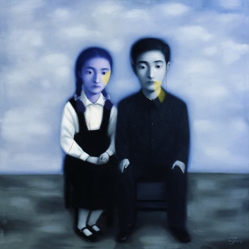 张晓刚《血缘大家庭系列》150x150cm 布面油彩 1998年
