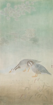 《水禽条屏之斑头雁》局部97×50cm 2017年纸本