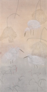 《​水禽条屏之白鹭》97×50cm 2017年纸本
