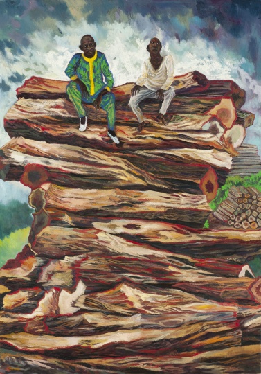 伐木者 2016 布面油画 140×100cm

刘冰的朋友圈中，她的一位尼日利亚朋友在卖木材。中国是尼日利亚最大的木材出口国，但这些木材均是生长了百年的老树。交易只是一瞬间，但资源却是不可再生的
