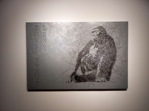 展览现场，林辉华的绘画作品
