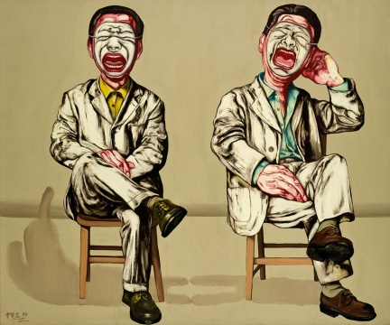 曾梵志《面具系列第十六号》 150×180cm 布面油画 1994

估价：RMB:12,000,000-18,000,000 
