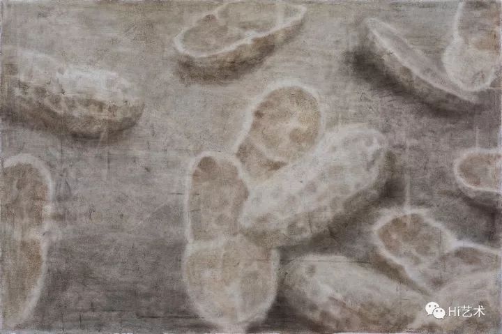 《花生壳》  90×135cm 木板坦培拉 2017
