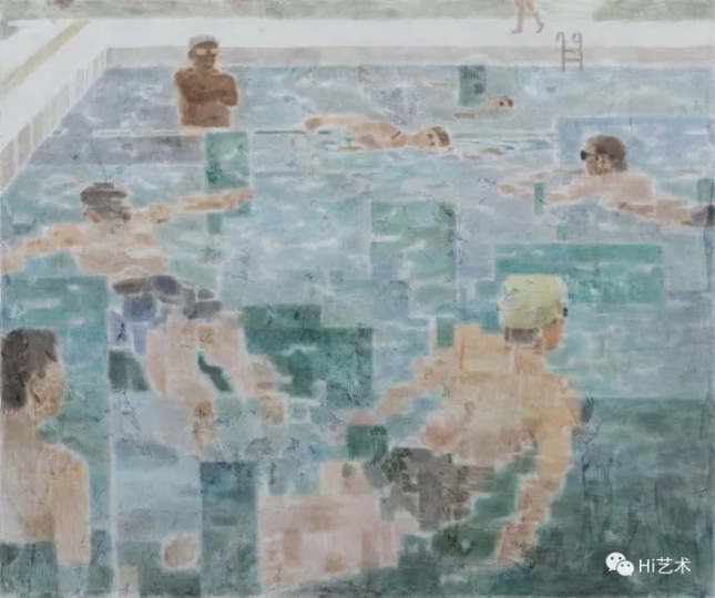 《游泳》 210×250cm  布面坦培拉 2017
