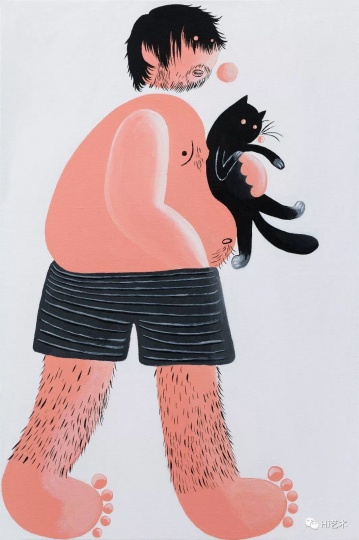 《抱猫的我》 60×40cm 布面丙烯 2017
