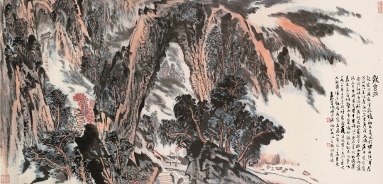 《龙宫洞》 66.5x137cm（约8.2平尺）设色纸本，镜片 1980

 
