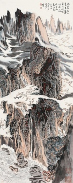 《云栈图》 120x48.5cm 设色纸本 1976

