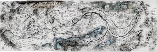 邱志杰 《地图－“1989后的艺术与中国：世界剧场”》 喷绘 240×720cm 2017
