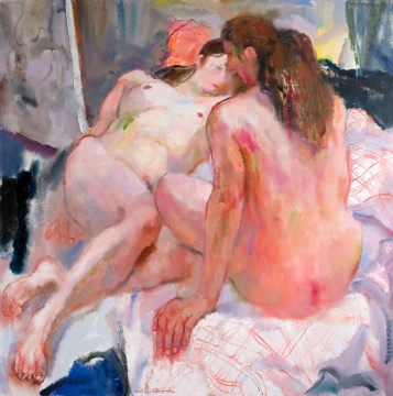 陈钧德《双人体》150×150cm 布面油画 2008