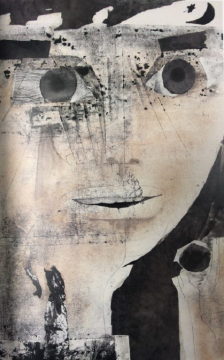 张望《 黑眸》，纸本水墨，100x68cm，1990年
