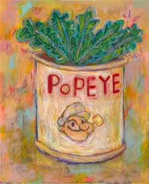 陈威廷《PopeyeCan》 65×53cm 布面丙烯、油性粉彩、彩色铅笔
