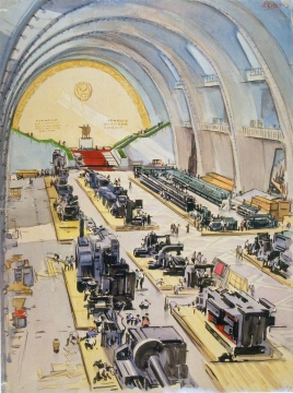 宗其香《北京展览馆内工业馆》47.3×35.5cm 纸本水彩 1954
