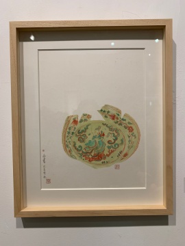 《成化红绿彩麻姑献寿大碗》 45×34cm 纸本水墨 2019
