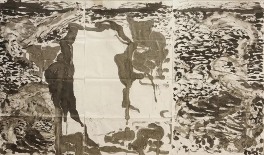 袁运生 《天籁之歌》150 x 250 cm 纸本水墨 1990 
