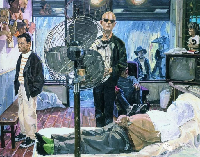 刘小东《大雨（纽约）》 142×182cm  布面油画  1993 
