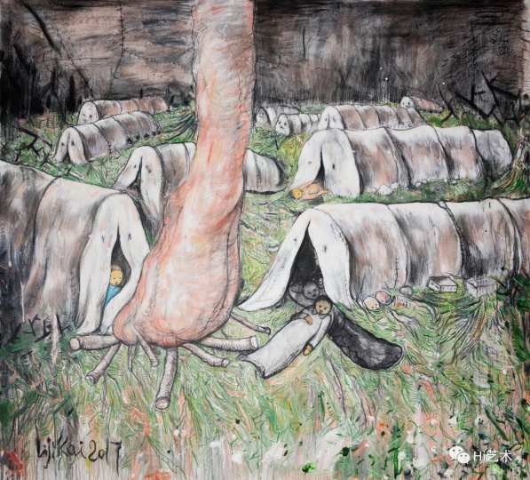 李继开《场景No.1》180×200cm 布面丙烯综合材料 2017
李继开《场景No.1》180×200cm 布面丙烯综合材料 2017