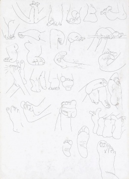 宋拓《足部练习》107.7×77.7cm 啫喱笔作于纸上 2005
