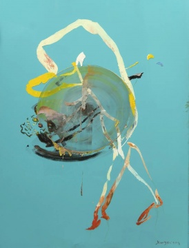 蒋志 《未成之偶 - 4》200x150cm 油画于聚酯纤维布 2019
