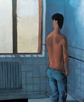 《卫生间里的男人》50×40cm 布面油画 1989
