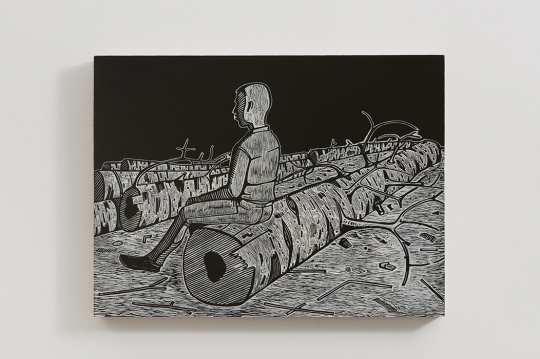 《一个青年》 45×60cm 木刻版画 2012
