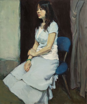 黄镇 《女青年全身像》 120×100cm 布面油画 2005年 指导教师：康蕾
