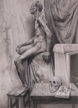 张均 《解剖课程练习》 104×76cm 纸本铅笔 2005年 指导教师：格·伊·马纳谢罗夫、伊·米·克拉夫佐夫
