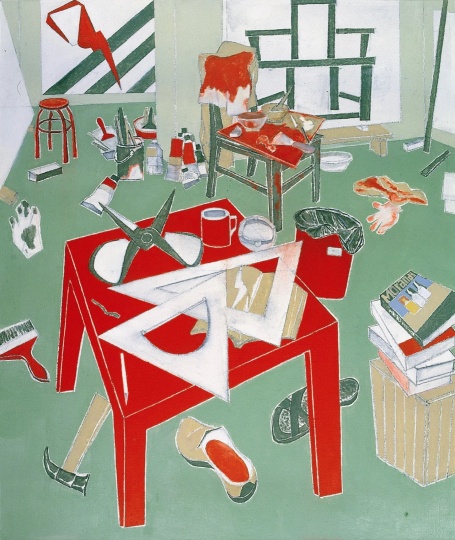 毛旭辉《红方桌•我的工作室》180×150cm 布面油画 2009-2010
