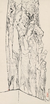 《敦煌众佛像写生》 66x137cm 宣纸水墨 1981
