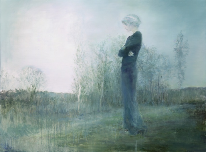何多苓《俄罗斯森林（白银时代）阿赫玛托娃·忧伤》150×200cm 布面油画 2016，图片由艺术家工作室提供
