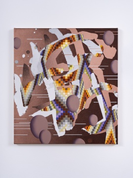 张月薇 《哑元（戊）》51 × 46 cm  布面丙烯、油画及喷漆 2021
