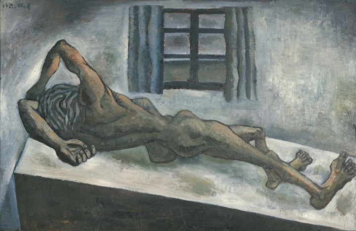 《水泥房间里的人体·正午》 65×100cm 板上油画 1986
