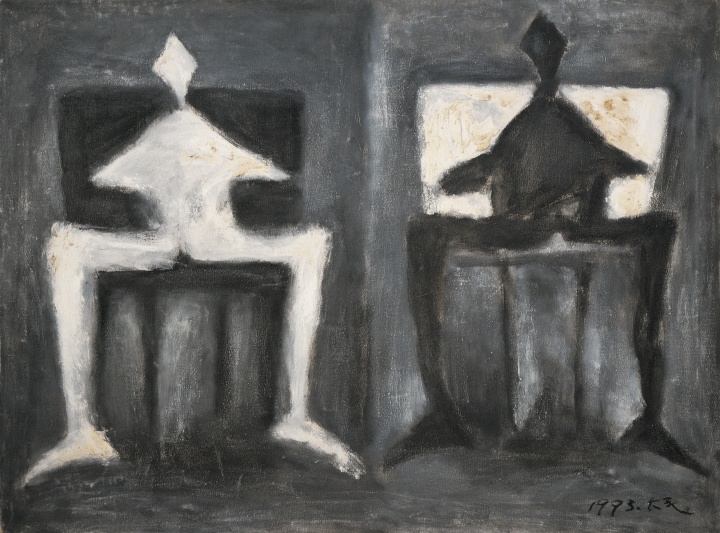 《两个家长》 74×98cm 布面油画 1993

 
