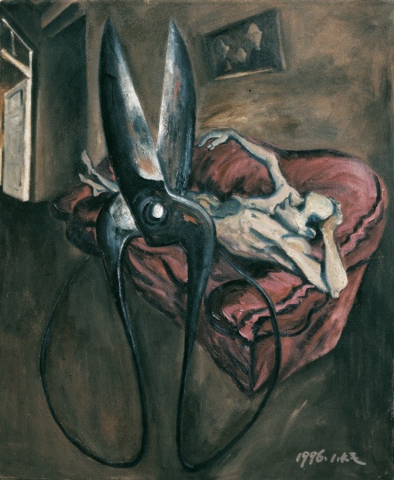 《剪刀和你的烦恼在一起》 145×120cm 布面油画 1996