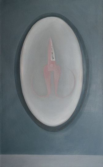 《镜子里的剪刀》 180×110cm 布面油画 1999
