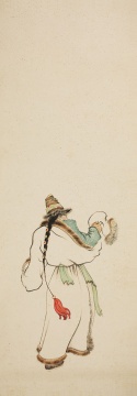 《藏女舞系列之五》80×28cm 纸本水墨设色 1943 
