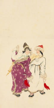 《藏女舞蹈》 80×41cm 纸本水墨设色 1943
