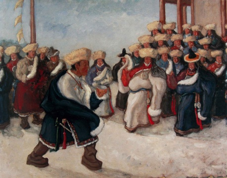 《献茶图》53.7 × 68.4cm 布面油画 1943年 王兴伟收藏
