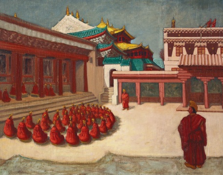 《塔尔寺小金瓦寺》58.5×73.5cm 布面油画 1943年
