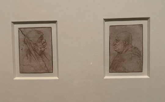 列奥纳多•达芬奇 (1452 至 1519年）《老年女子、 男子夸张化人物肖像》 1482 至 1499 年

