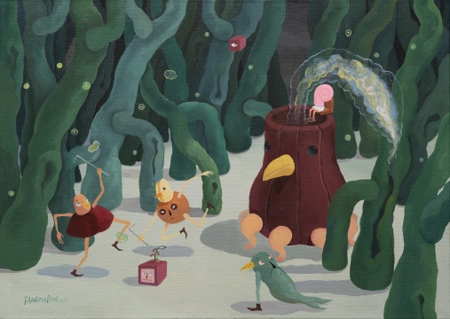 唐多鹏，《灵魂之森系列8：落絮》，2021，画布亚克力，50x70 cm，作品由传承艺术中心提供
