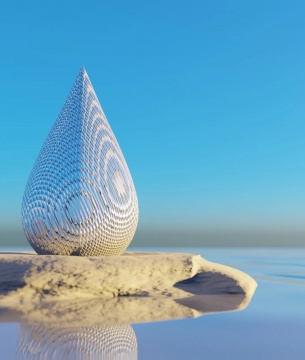 程辰，《滴水穿石》，不锈钢，30×30×50cm，2021年
