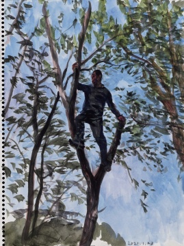 《杨华上树》 34 × 25.5 cm  纸上水彩 2021
