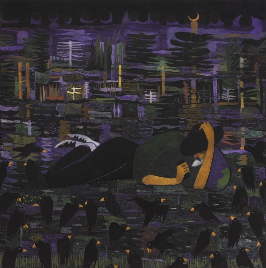 《草地上的午夜》150x150cm 布面油画 2020-21
