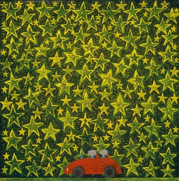 欧阳春《红色小汽车》80×80cm 丝网版画 2008年
