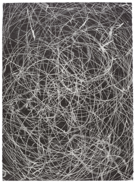《时间与虫洞2》，黑白木刻，56 × 76 cm，2019
