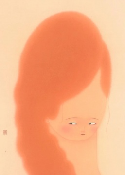 李戬 红色头发的女孩P 2022 纸本设色 69×49cm
