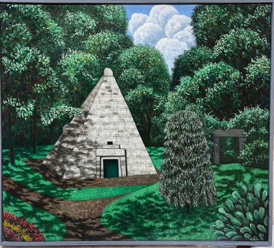 斯科特•卡恩，《帕克·蒙索金字塔》，1999，布面油画，41x 46 cm
